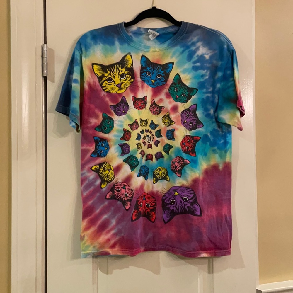 Vintage Grateful Dead style Tie Dye spiral cat Unisex